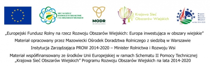 Logotypy:UE, SIR, MODR Warszawa, KSOW, PROW 2014-2020
