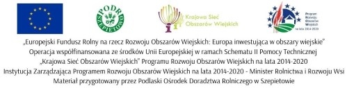 Logotypy kolejno: UE, PODR Szepietowo, KSOW, PROW 2014/2020