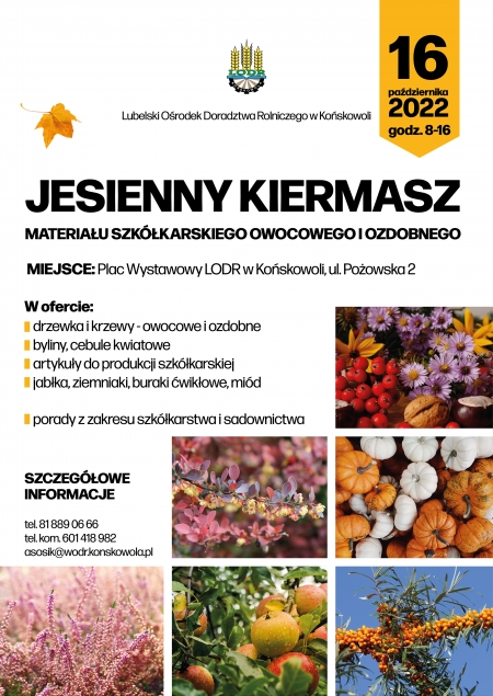 IX Jesienny Kiermasz Materiału Szkółkarskiego Owocowego i Ozdobnego - plakat